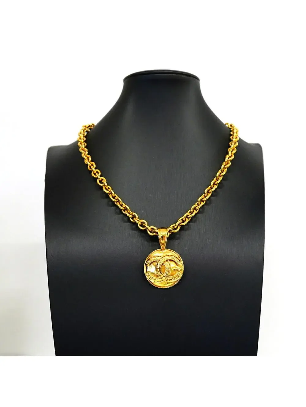 Chanel Cc Logo Circle Pendant Necklace #357921C10B